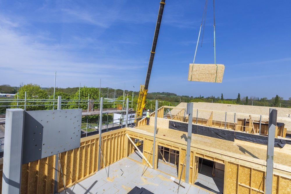 SIPs structural insulated panels on a construction site