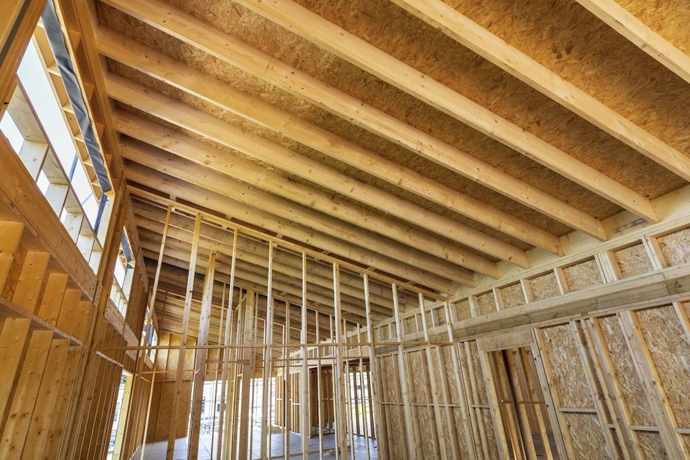 Timber frame structure erected on site