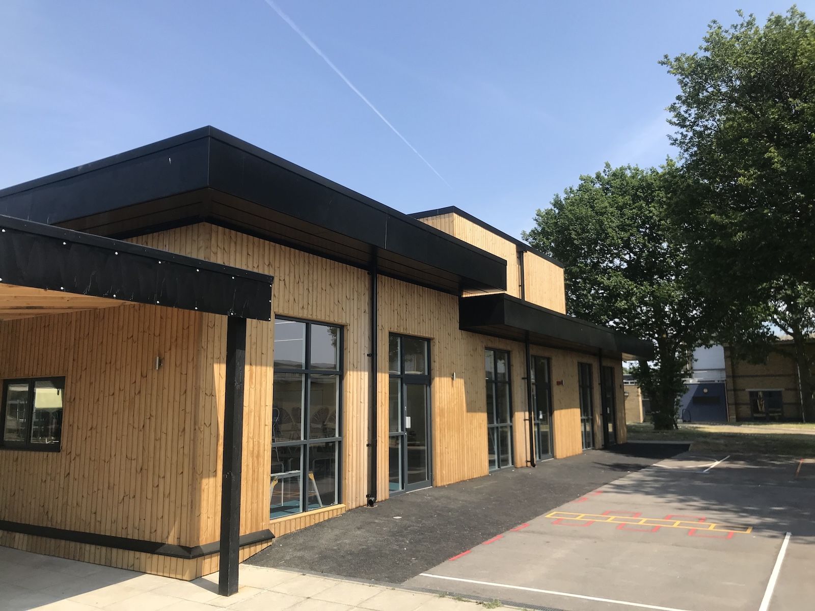 Completed timber frame sixth form centre in Essex